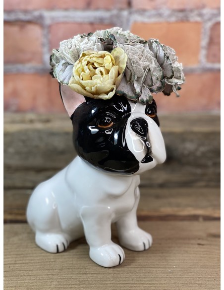 Adorabile porta vaso in ceramica a forma di bulldog, della collezione Animalando
